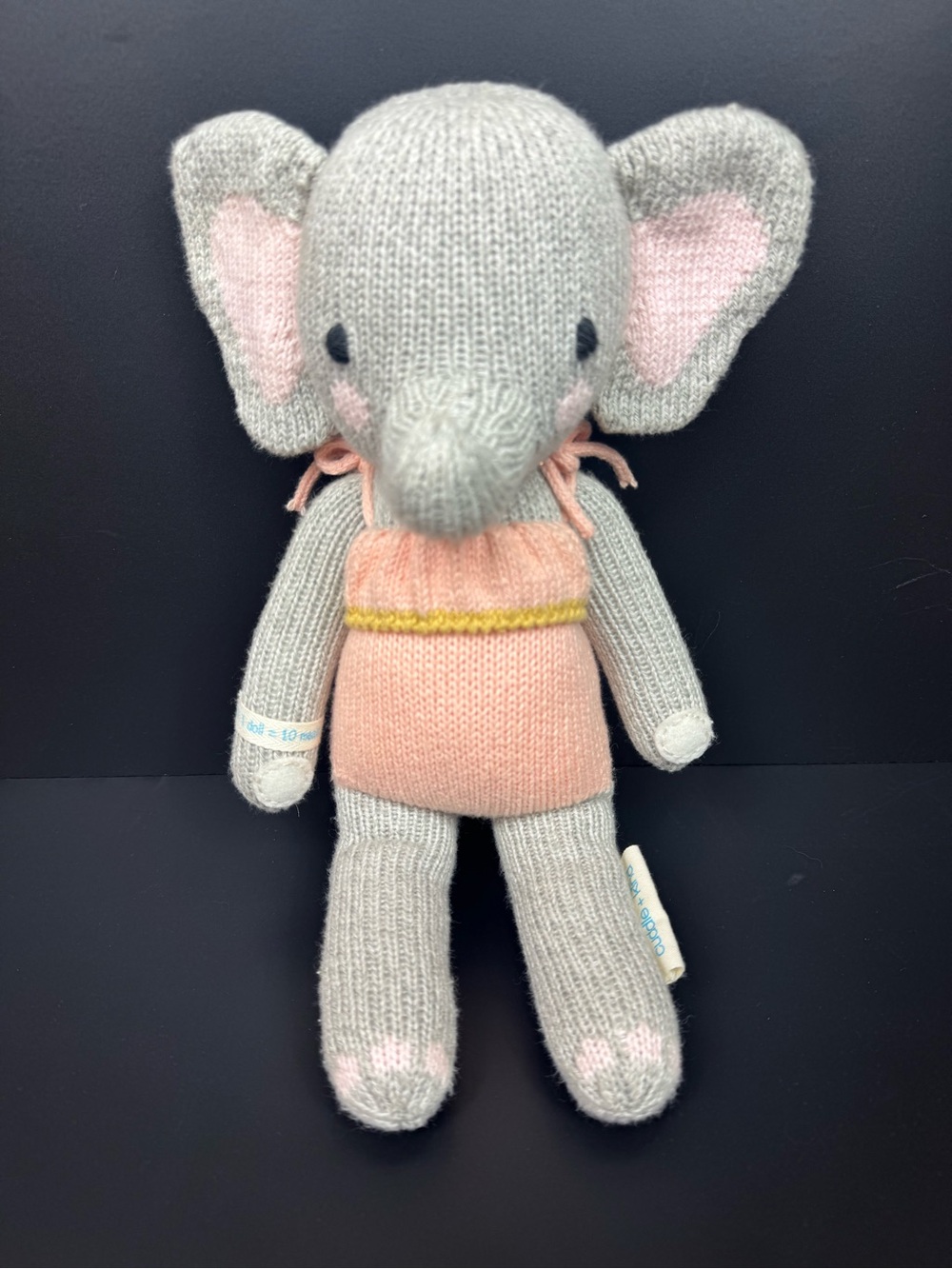 Cuddle + Kind 13” Eloise the Elephant Plush Knit Doll EUC